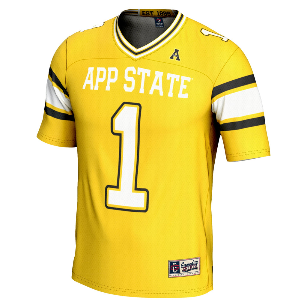 #1 Appalachian State Mountaineers Endzone Football Jersey - Gold