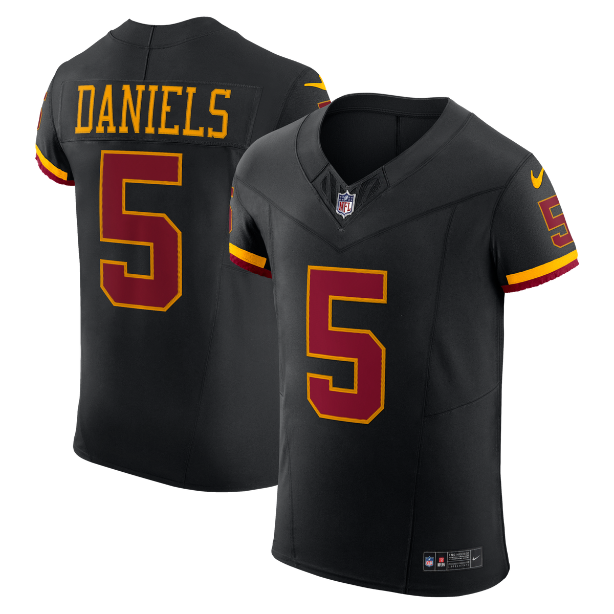 Washington Commanders Jayden Daniels Black Alternate Vapor F.U.S.E. Elite Football Jersey