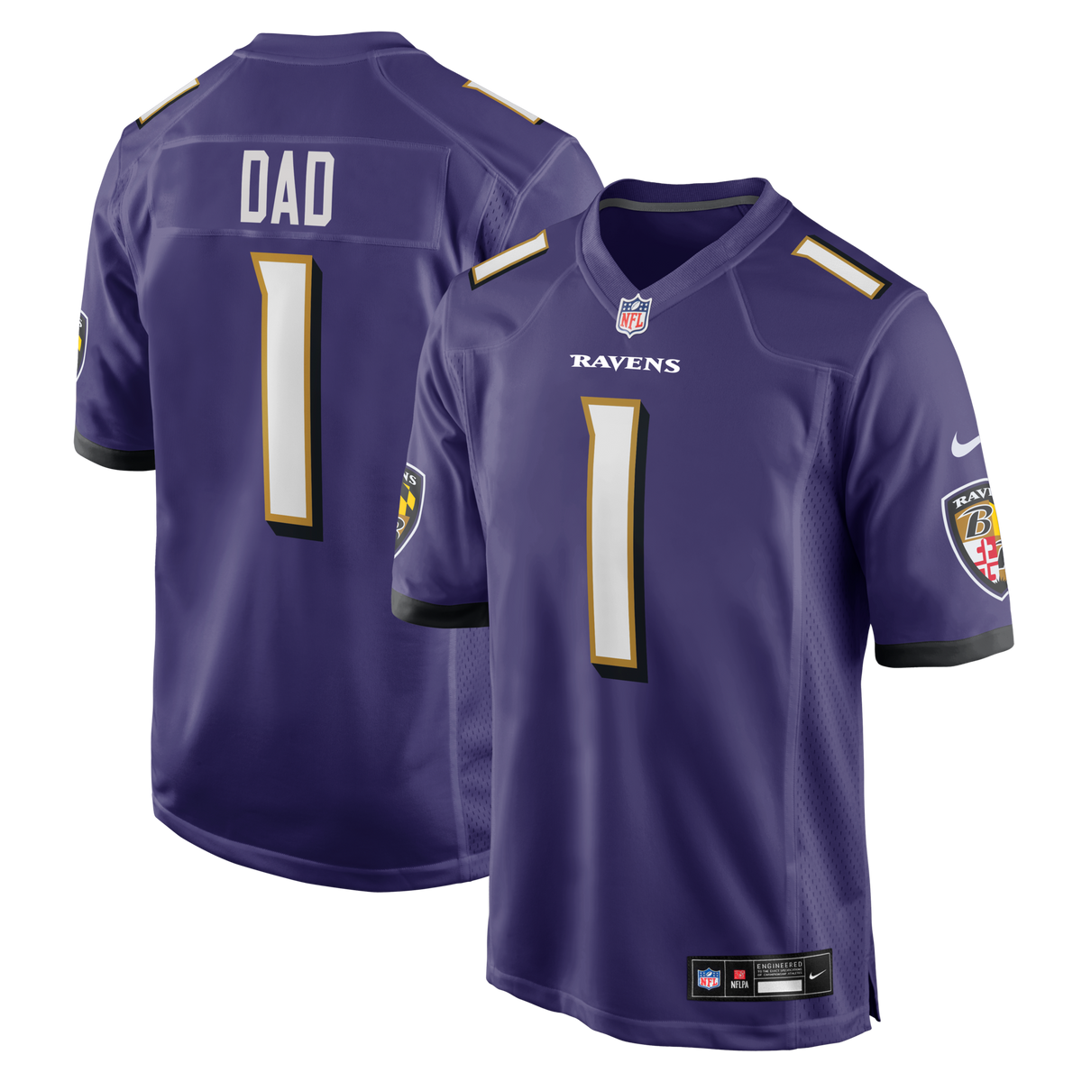 Baltimore Ravens Number 1 Dad Purple Game Football Jersey