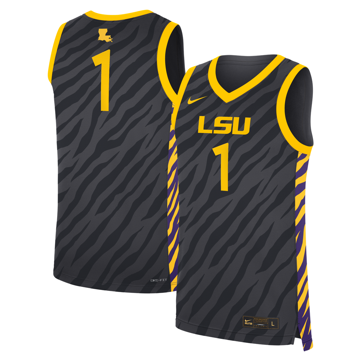 #1 Anthracite LSU Tigers Replica Basketball Jersey