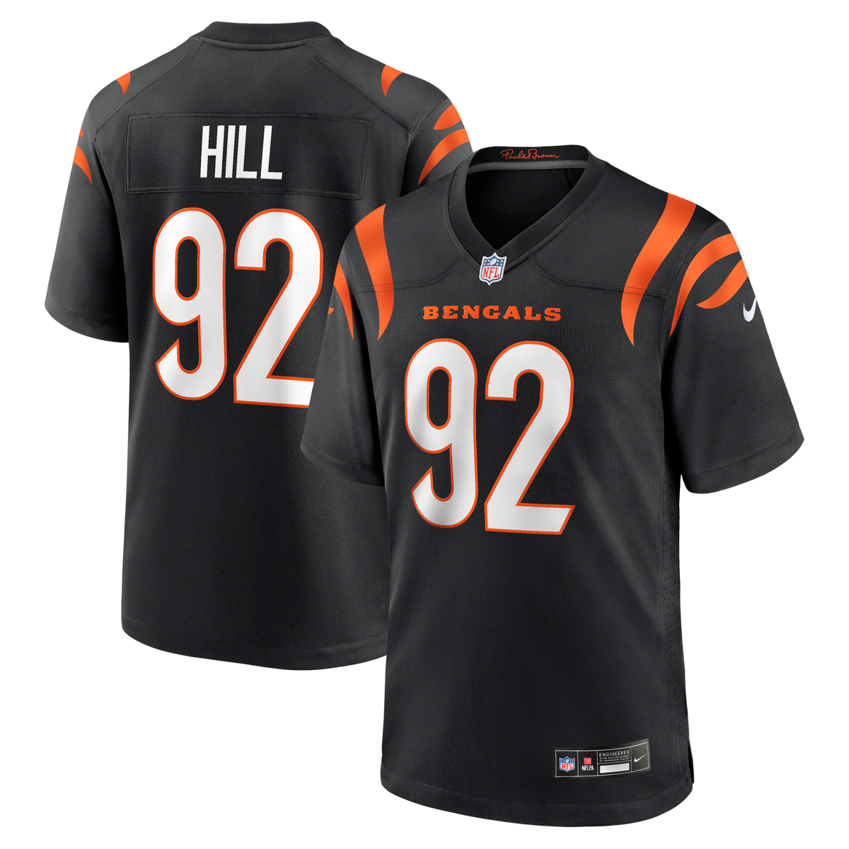 Cincinnati Bengals B.J. Hill Black Game Football Jersey