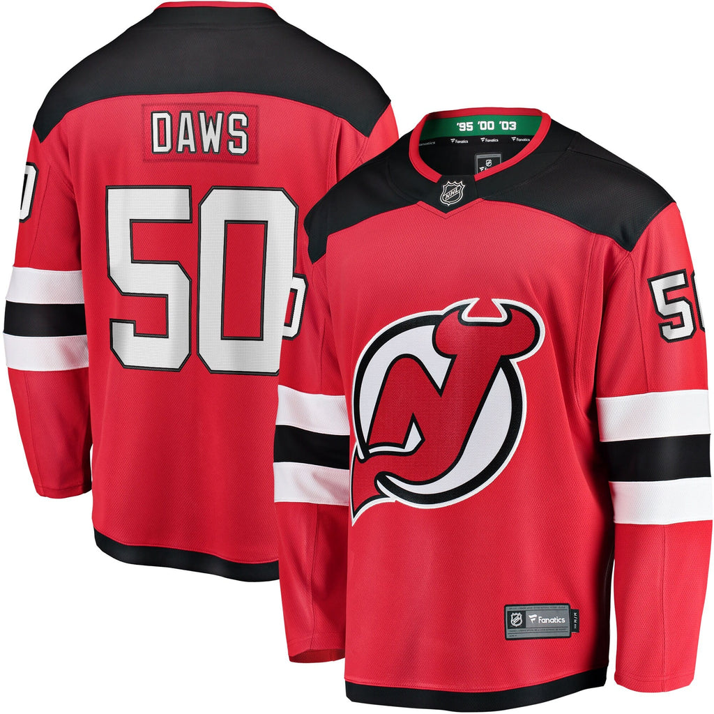 New Hockey Jersey Devils Nico Daws Red Home Breakaway Player Jersey