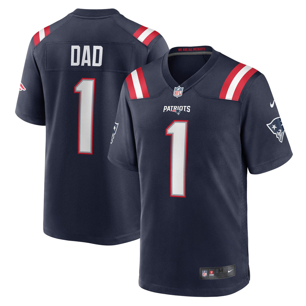 New England Patriots Number 1 Dad Navy Game Football Jersey