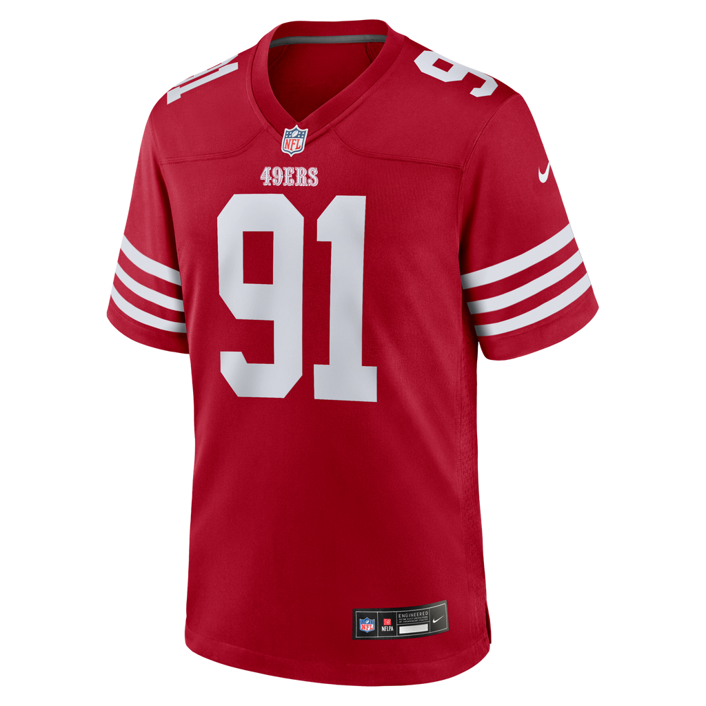 San Francisco 49ers Sam Okuayinonu Scarlet Team Game Football Jersey