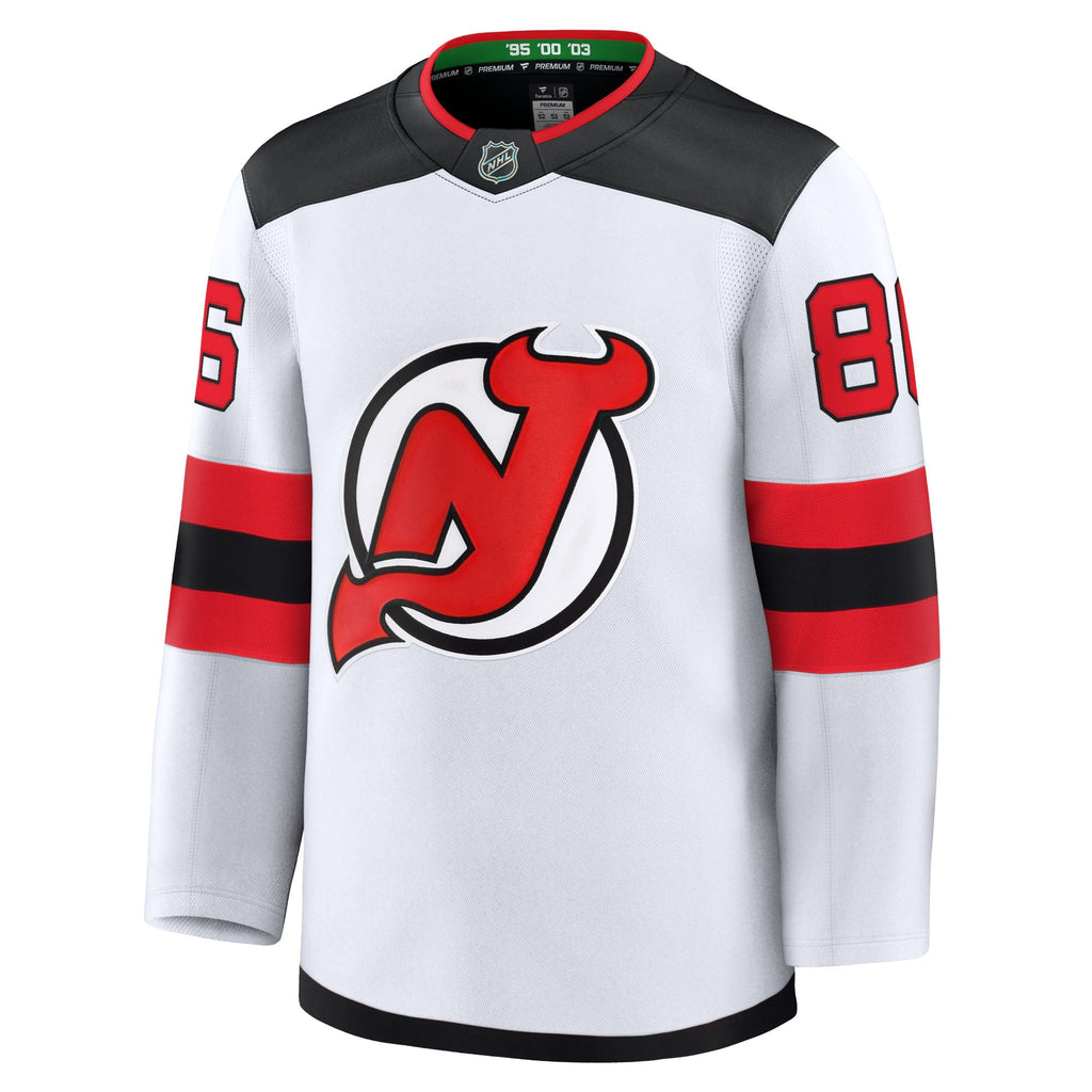 New Jersey Devils Jack Hughes White Away Premium Jersey