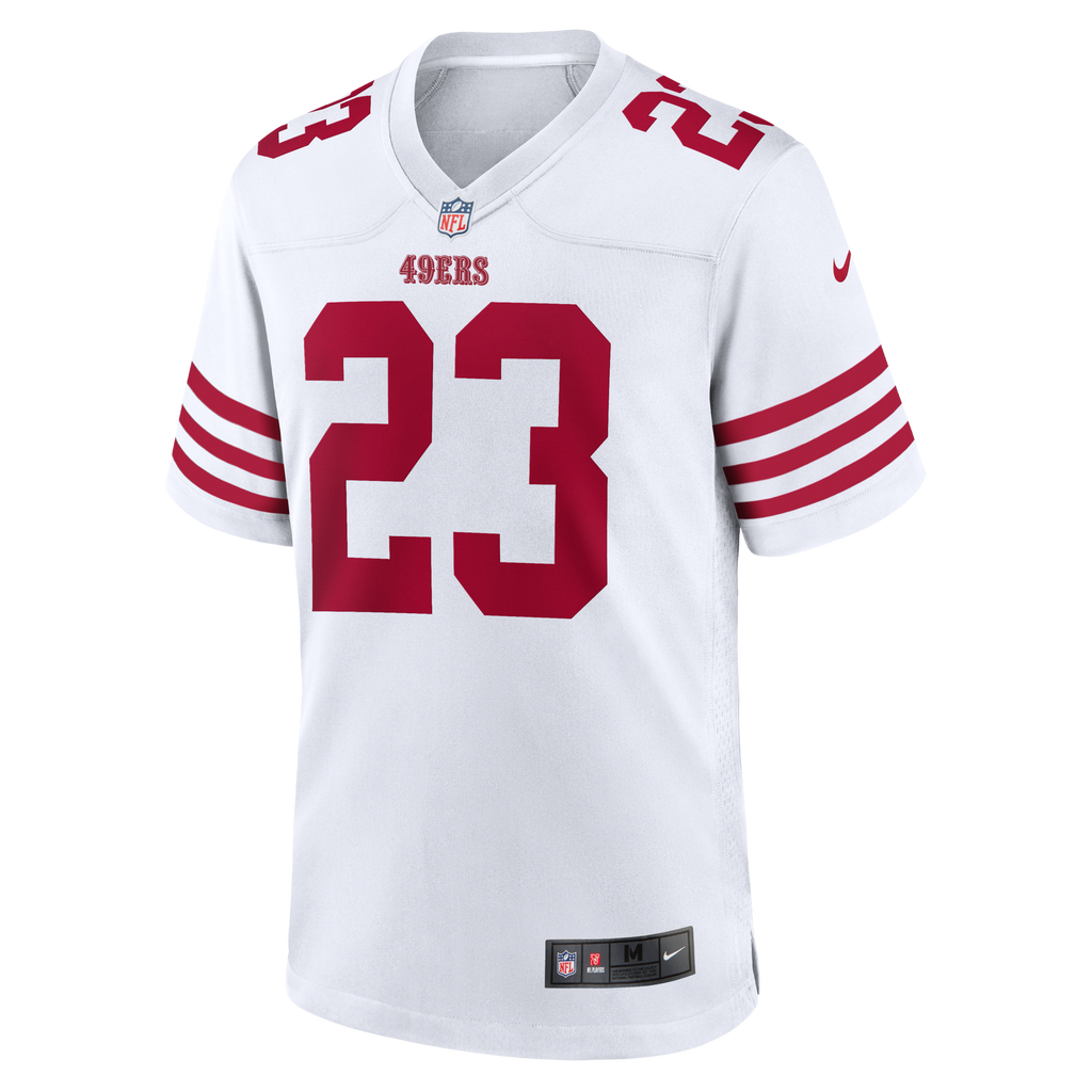 San Francisco 49ers Christian McCaffrey White Game Player Football Jersey