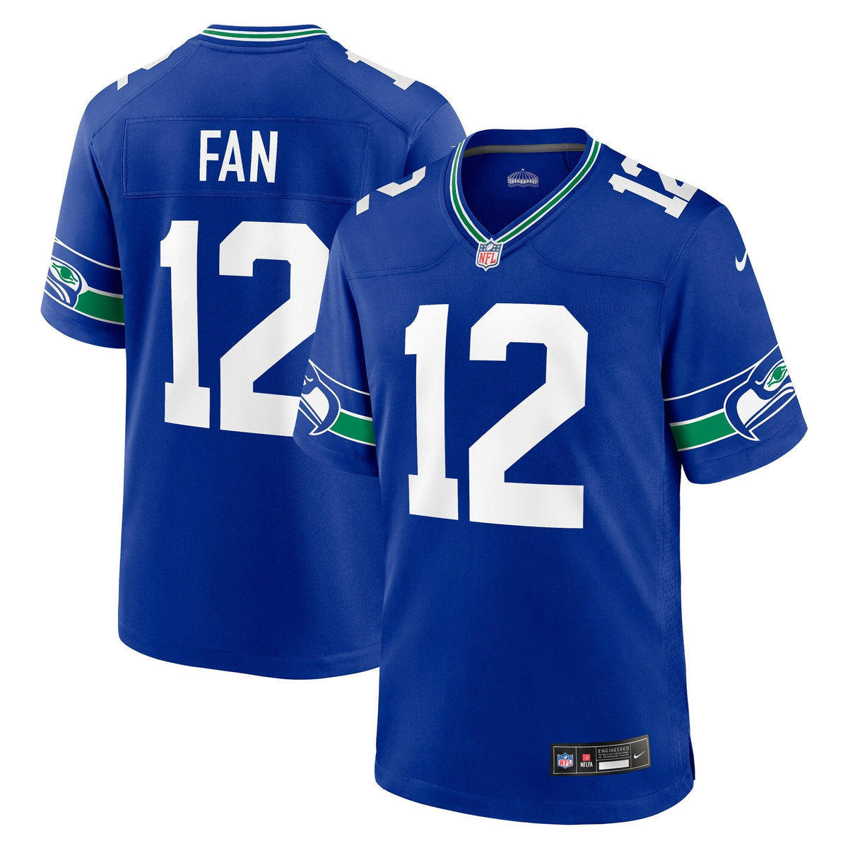 Seattle Seahawks 12s Royal Throwback Player Game Football Jersey