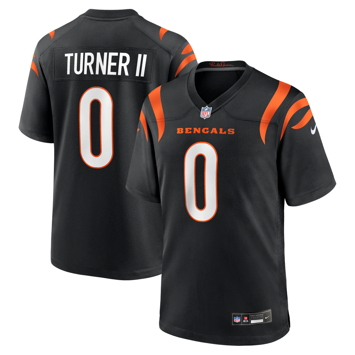 Cincinnati Bengals DJ Turner II Black Team Game Football Jersey