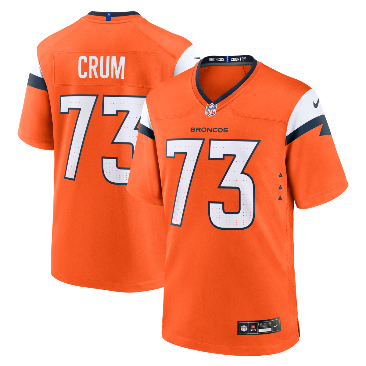 Denver Broncos Frank Crum Orange Team Game Football Jersey
