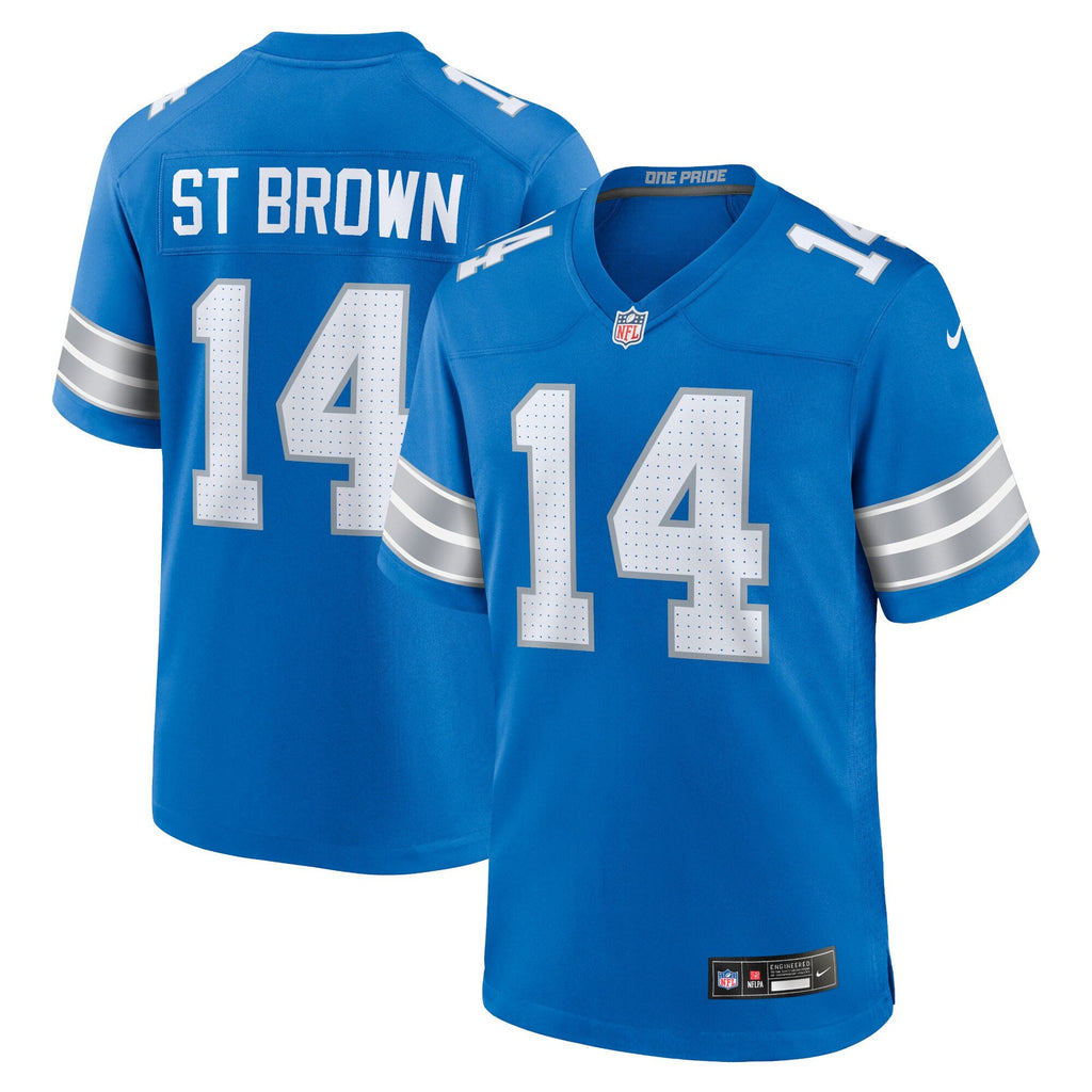 Detroit Lions Amon-Ra St. Brown Blue Game Football Jersey