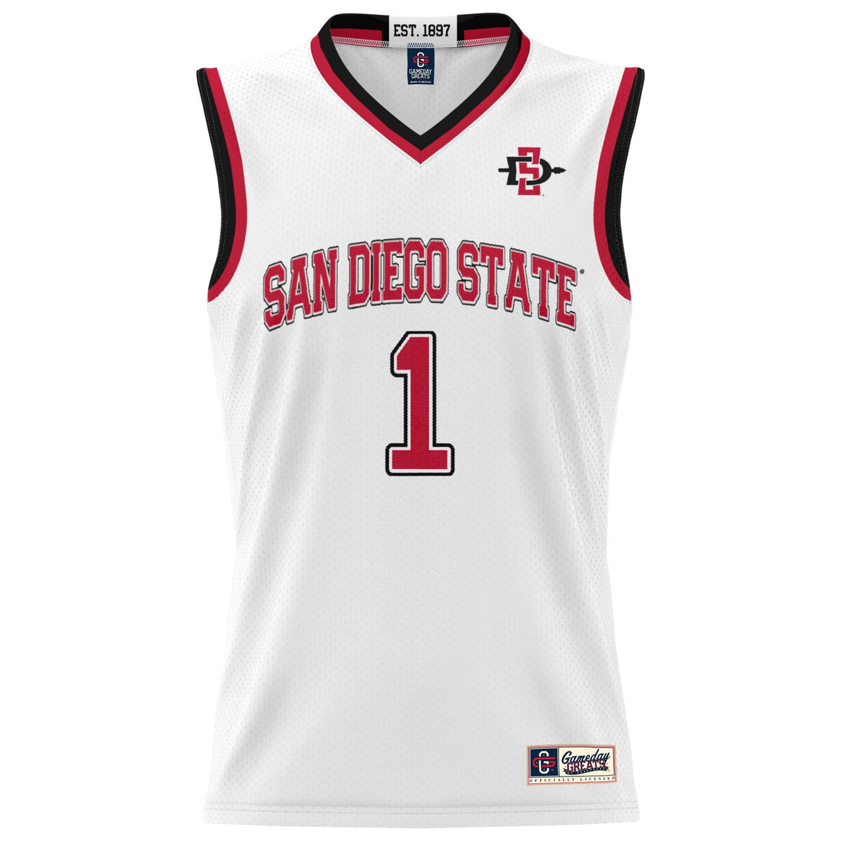 #1 San Diego State Aztecs Lightweight Basketball Fashion Jersey - White