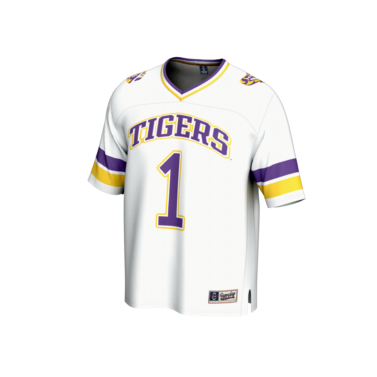 #1 White LSU Tigers Collegiate Football Fashion Jersey