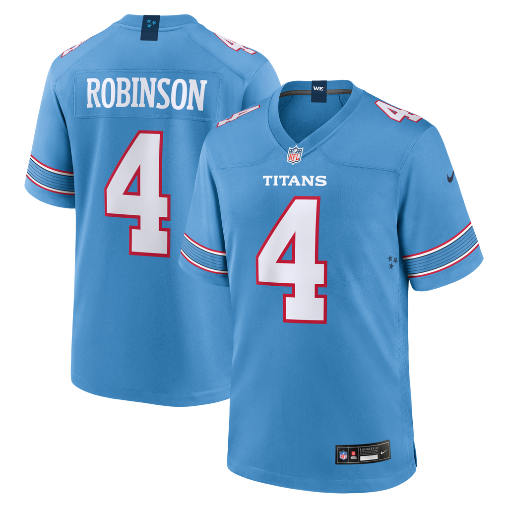 Tennessee Titans Wan'Dale Robinson Light Blue Team Game Football Jersey