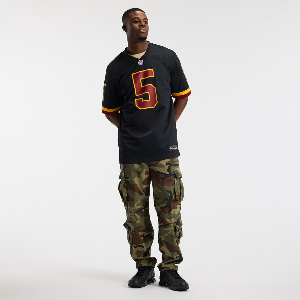 Hail Raiser Washington Commanders Jayden Daniels Black Alternate Game Football Jersey