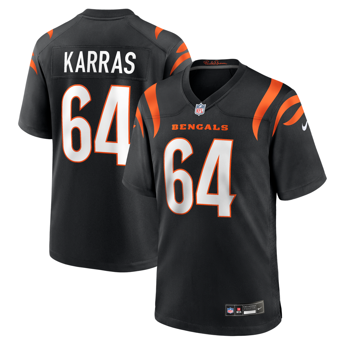 Cincinnati Bengals Ted Karras Black Game Player Football Jersey