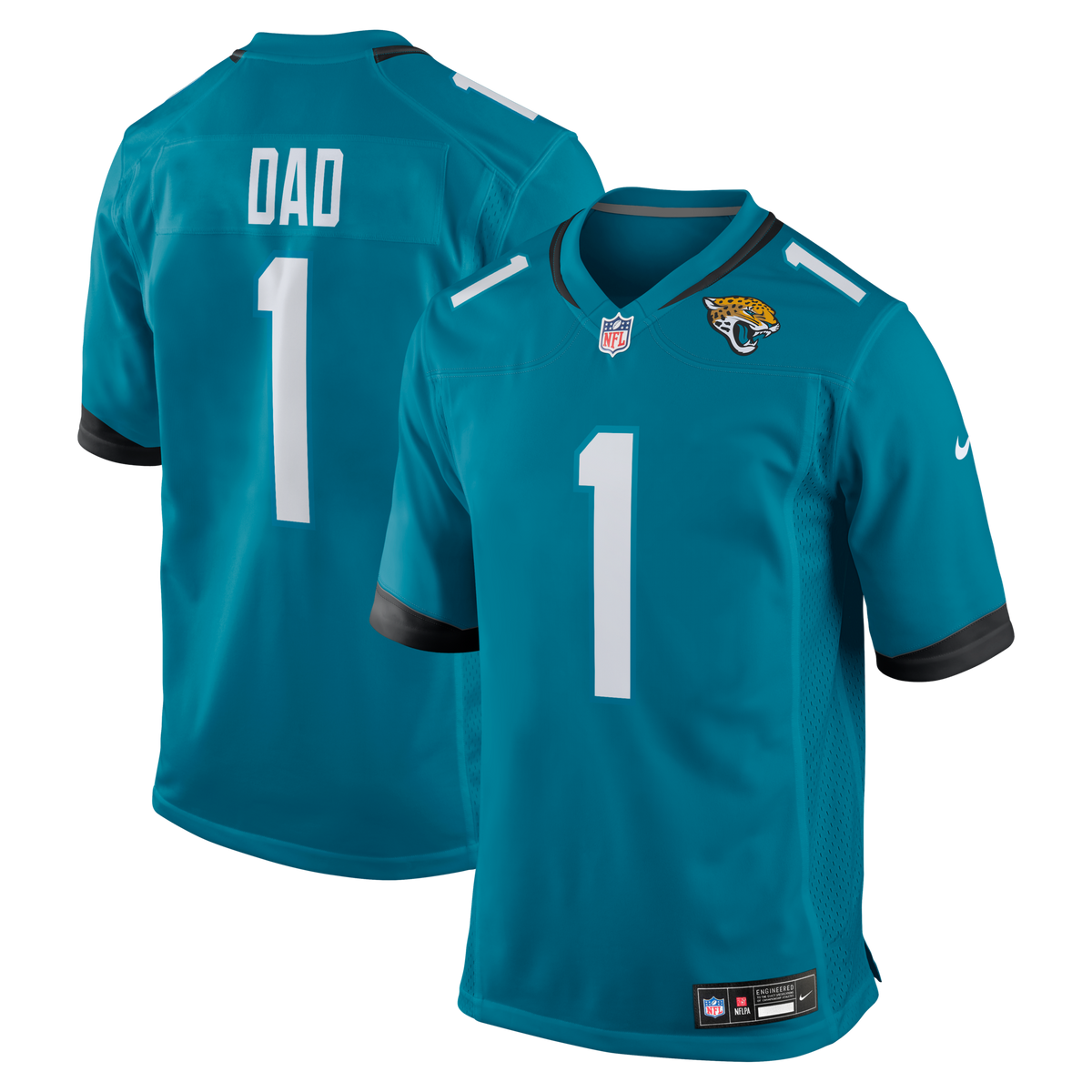 Jacksonville Jaguars Number 1 Dad Teal Game Football Jersey