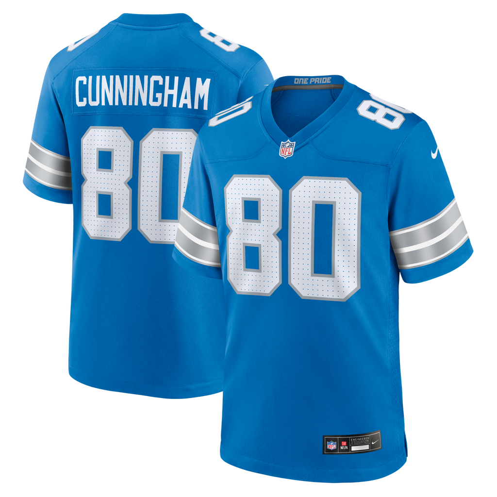 Detroit Lions Malik Cunningham Blue Team Game Football Jersey