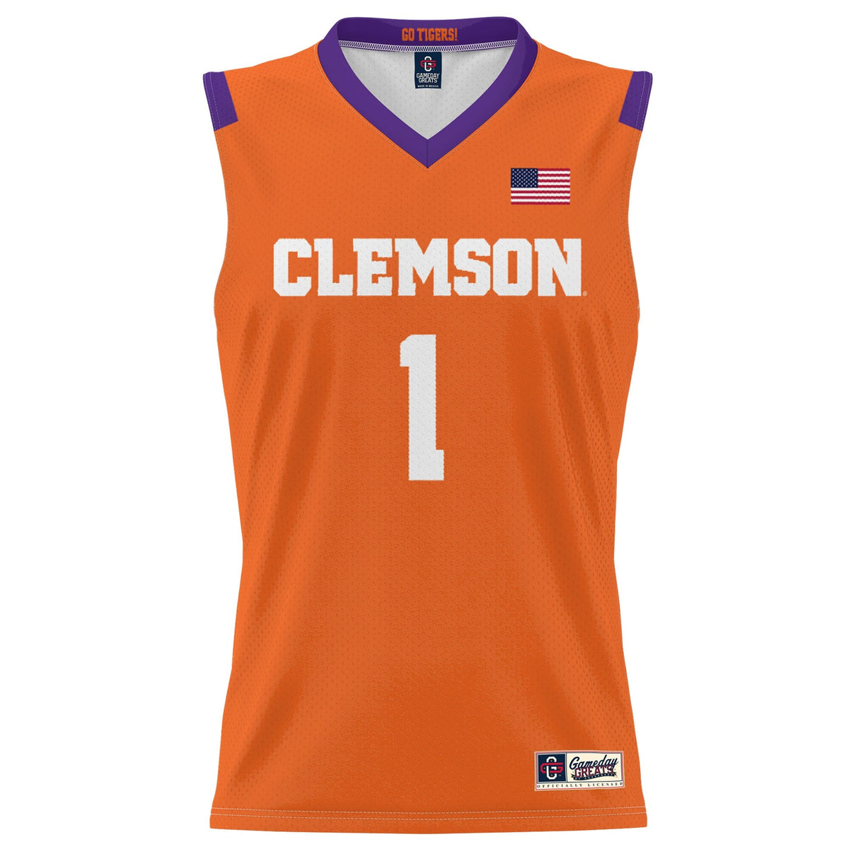 #1 Clemson Tigers Lightweight Basketball Jersey - Orange