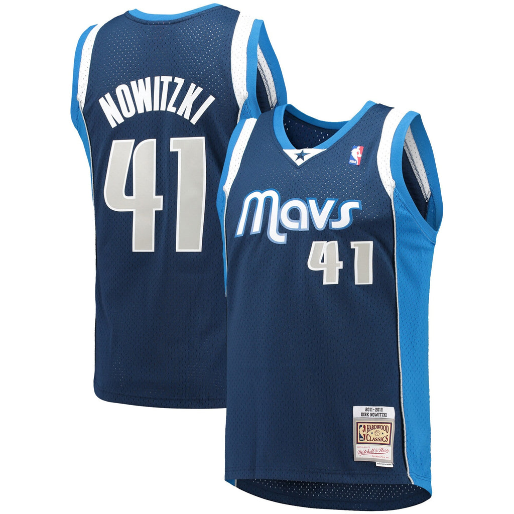 Dirk Nowitzki Navy Dallas Mavericks 2011/12 Hardwood Classics Swingman Jersey