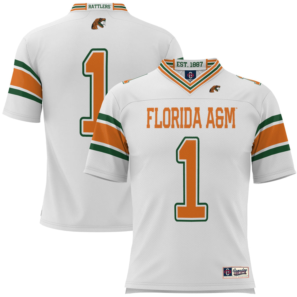#1 White Florida A&M Rattlers Football Jersey