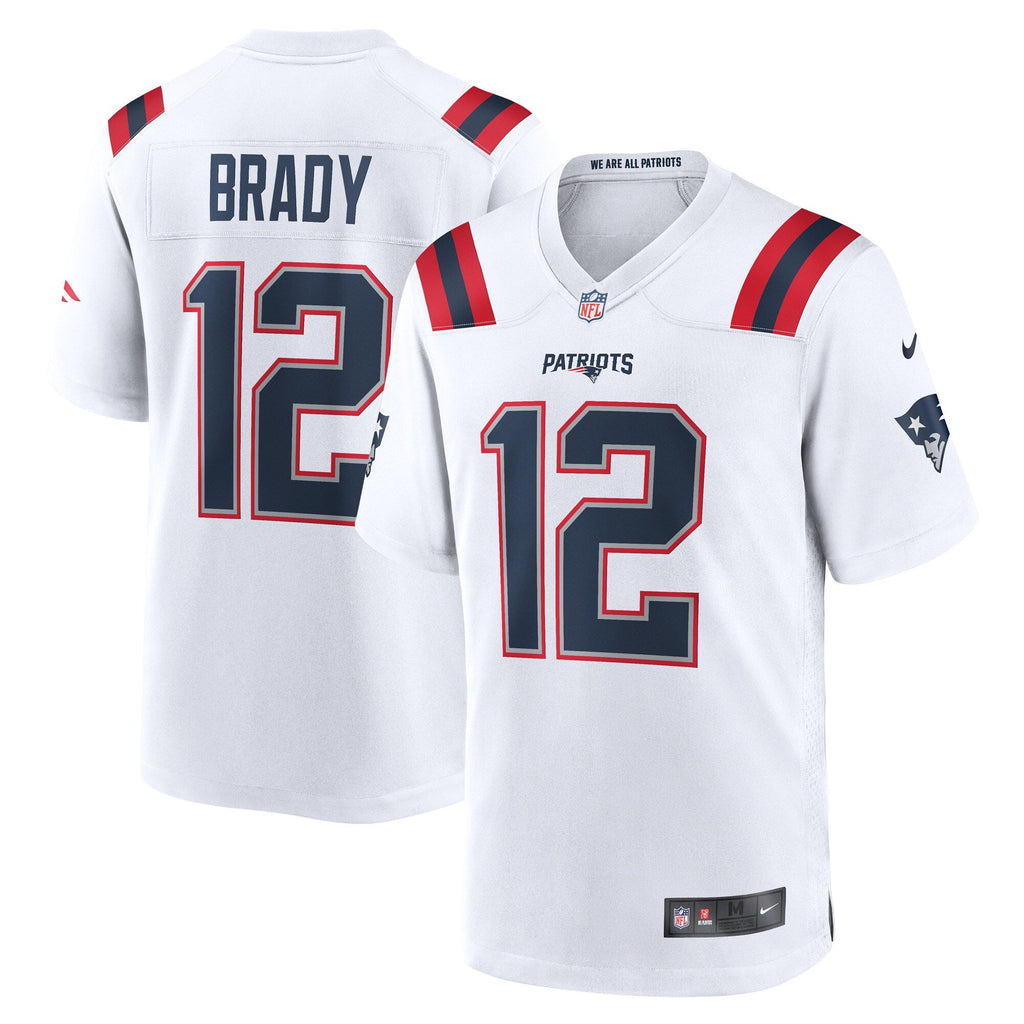 New England Patriots Tom Brady White Retired Game Football Jersey