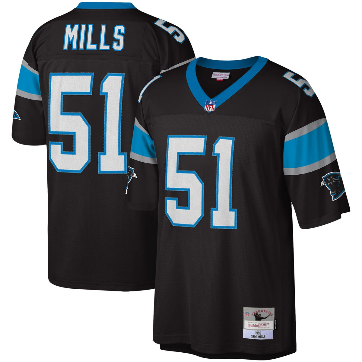 Carolina Panthers Sam Mills Black Legacy Replica Football Jersey