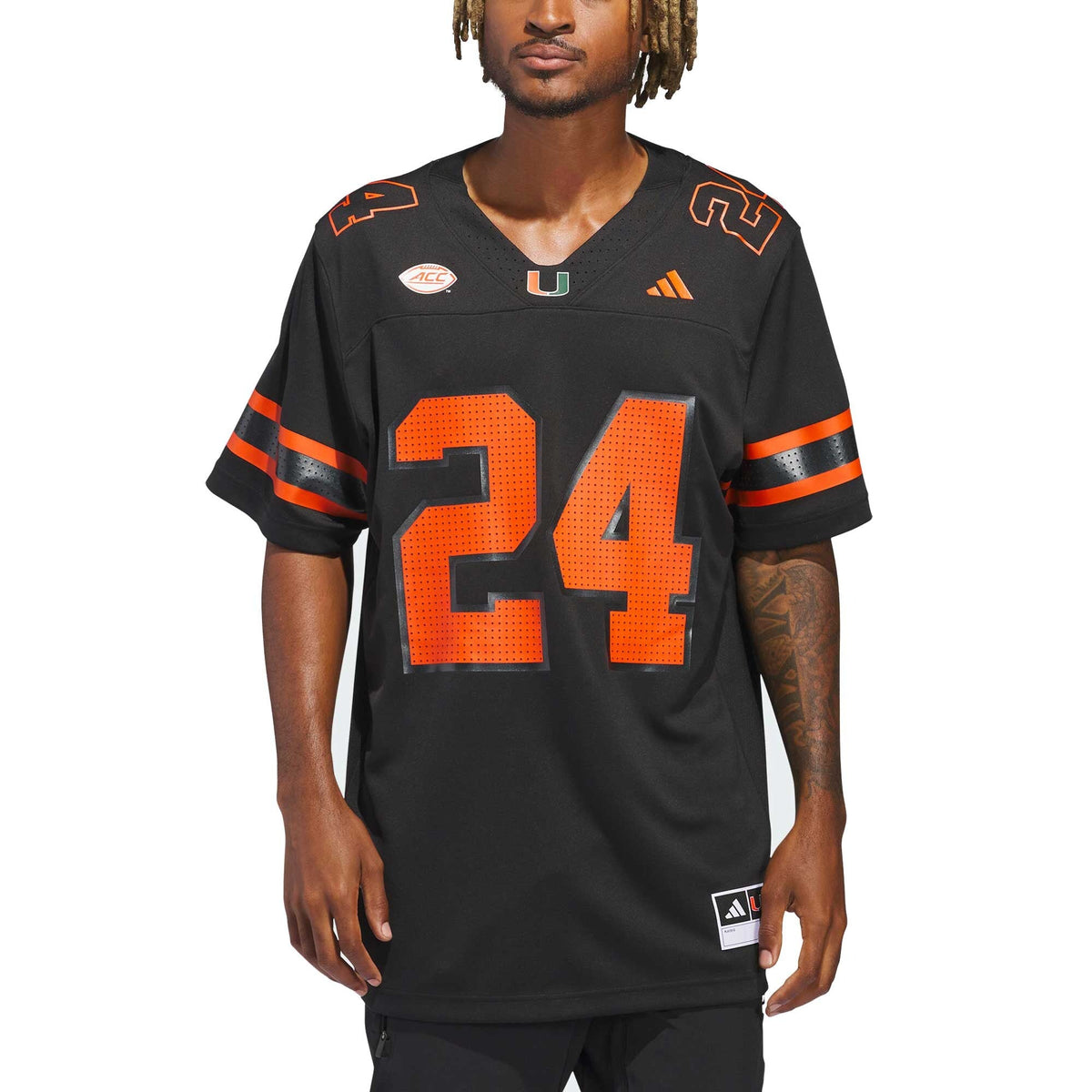 #24 Black Miami Hurricanes Premier Strategy Jersey