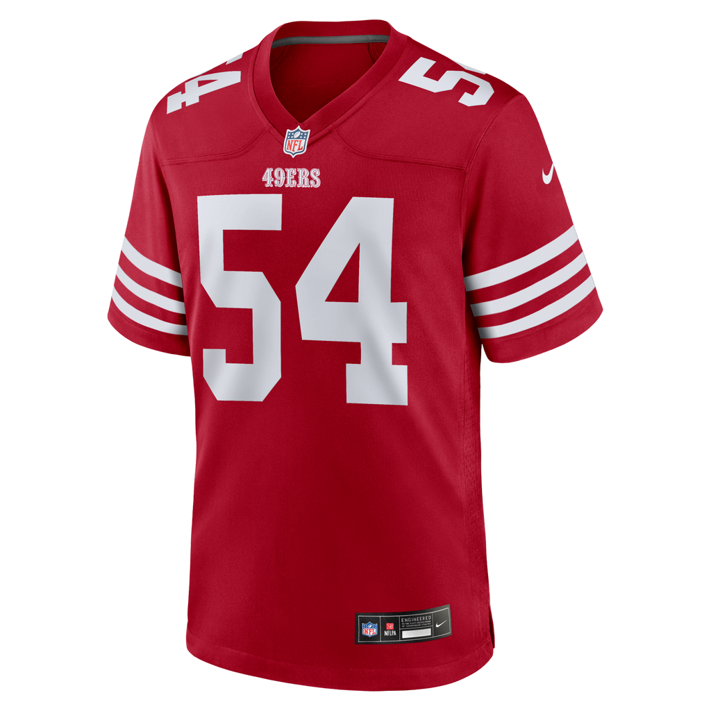 San Francisco 49ers Fred Warner Scarlet Team Game Player Football Jersey