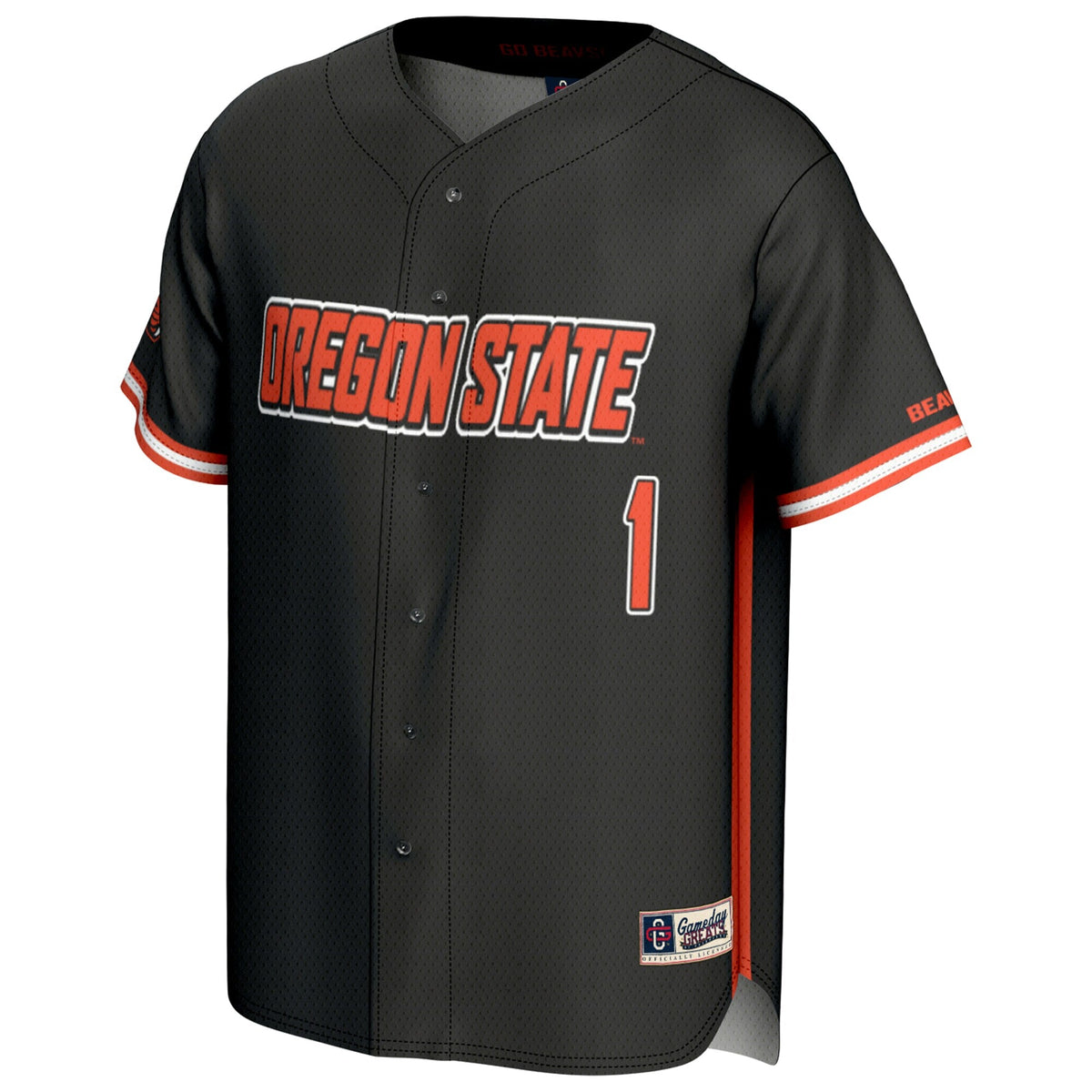#1 Oregon State Beavers Lightweight Baseball Fashion Jersey - Black