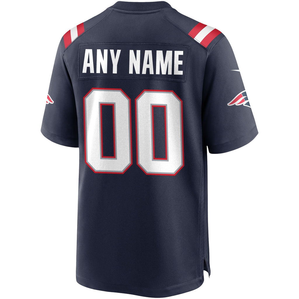 New England Patriots Navy Custom Game Football Jersey