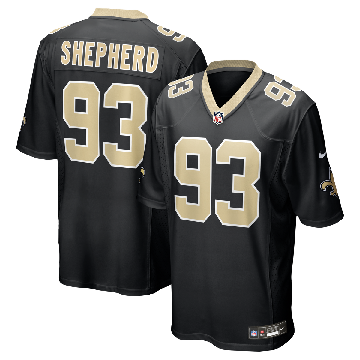 New Orleans Saints Nathan Shepherd Black Game Football Jersey