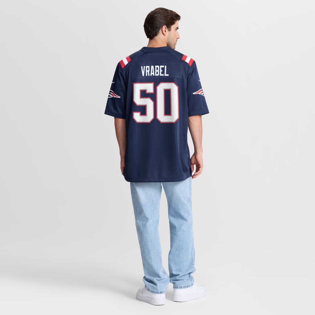 New England Patriots Mike Vrabel Navy Game Retired Player Football Jersey