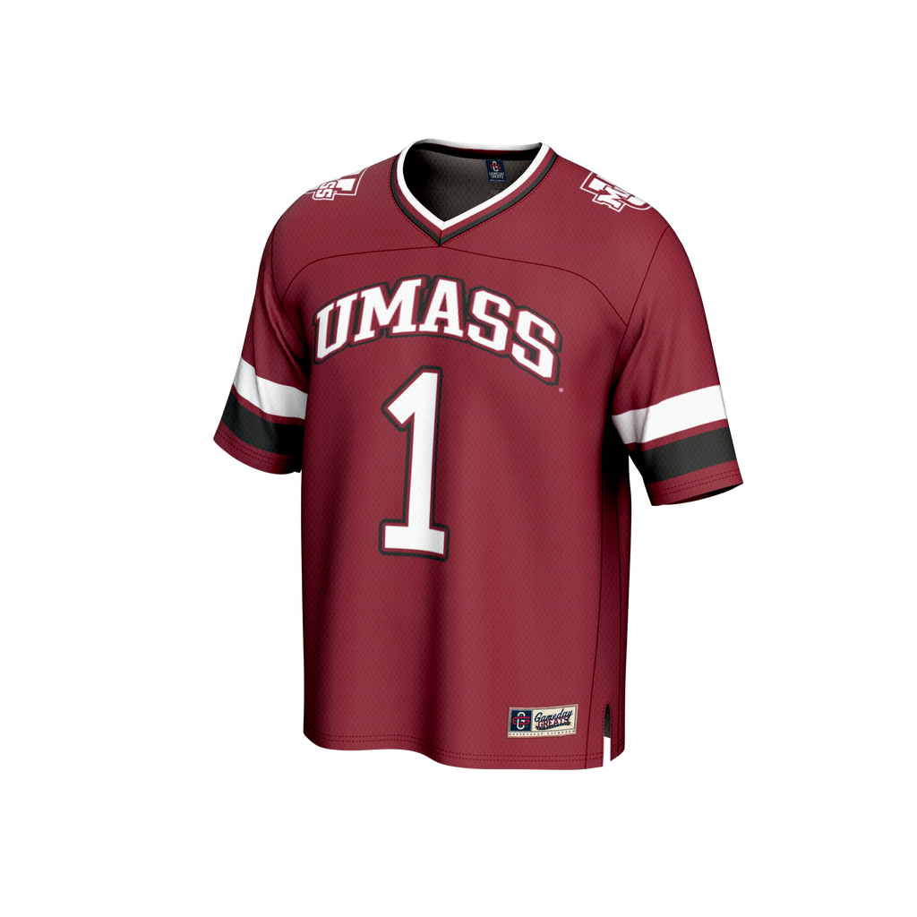 #1 UMass Minutemen Lightweight Collegiate Football Fashion Jersey - Maroon