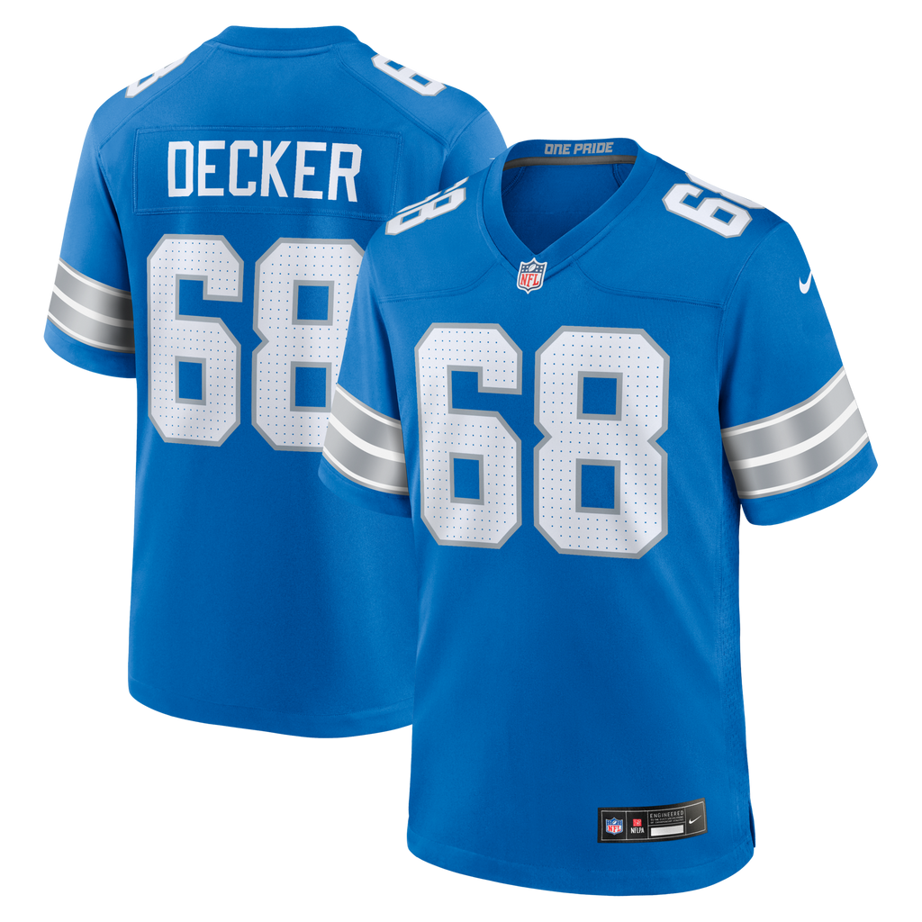Detroit Lions Taylor Decker Blue Team Game Football Jersey