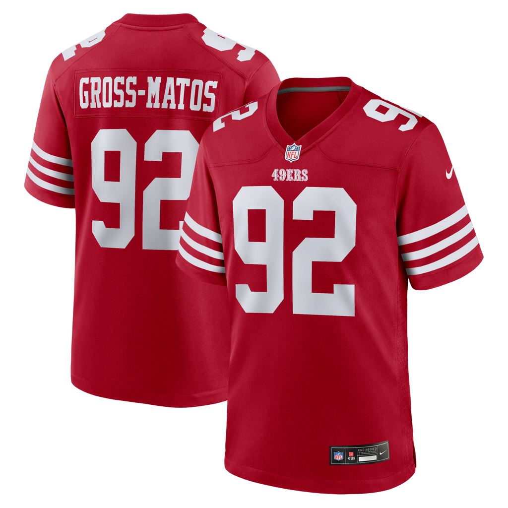 San Francisco 49ers Yetur Gross-Matos Scarlet Team Game Football Jersey
