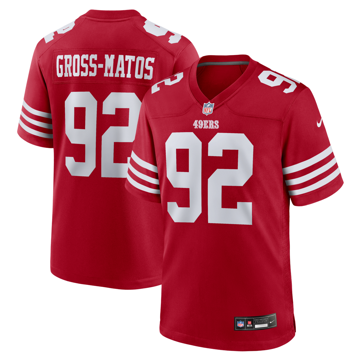 San Francisco 49ers Yetur Gross-Matos Scarlet Team Game Football Jersey
