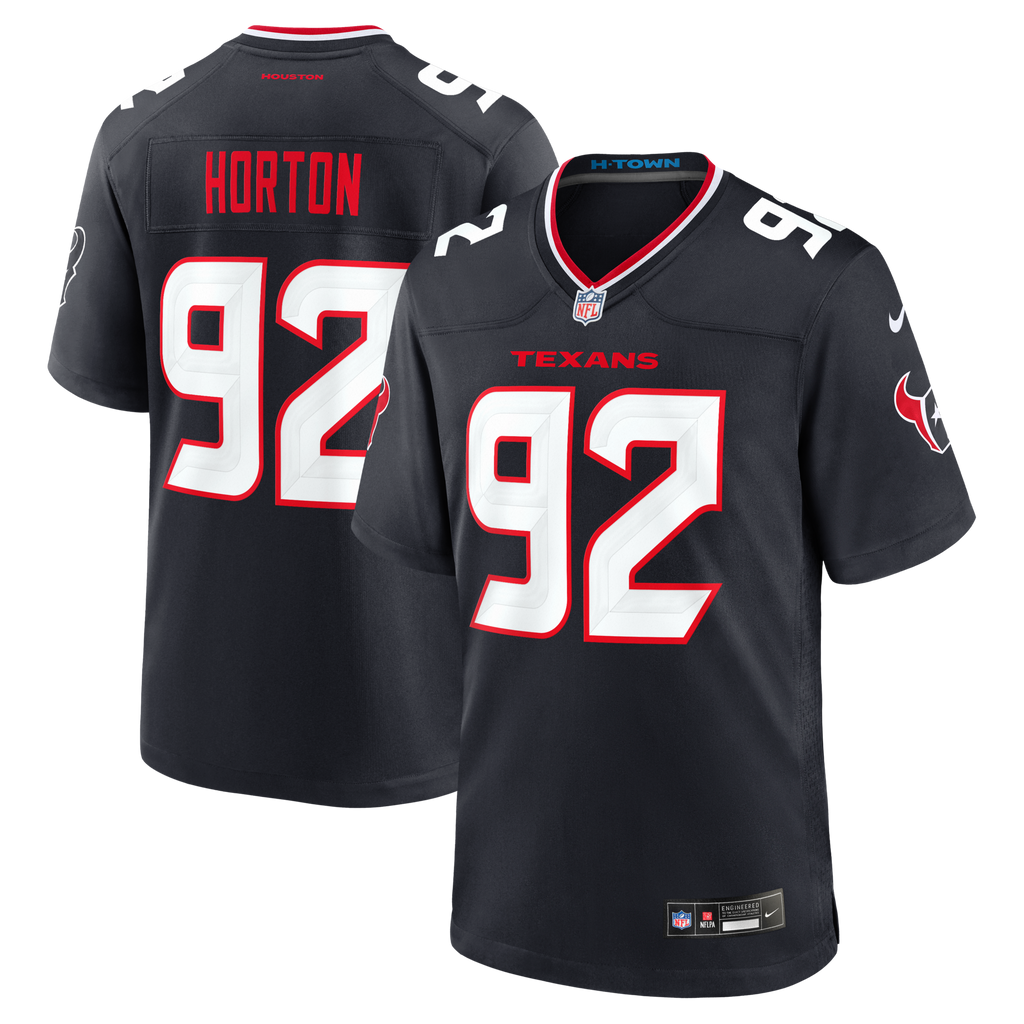 Houston Texans Dylan Horton Navy Team Game Football Jersey