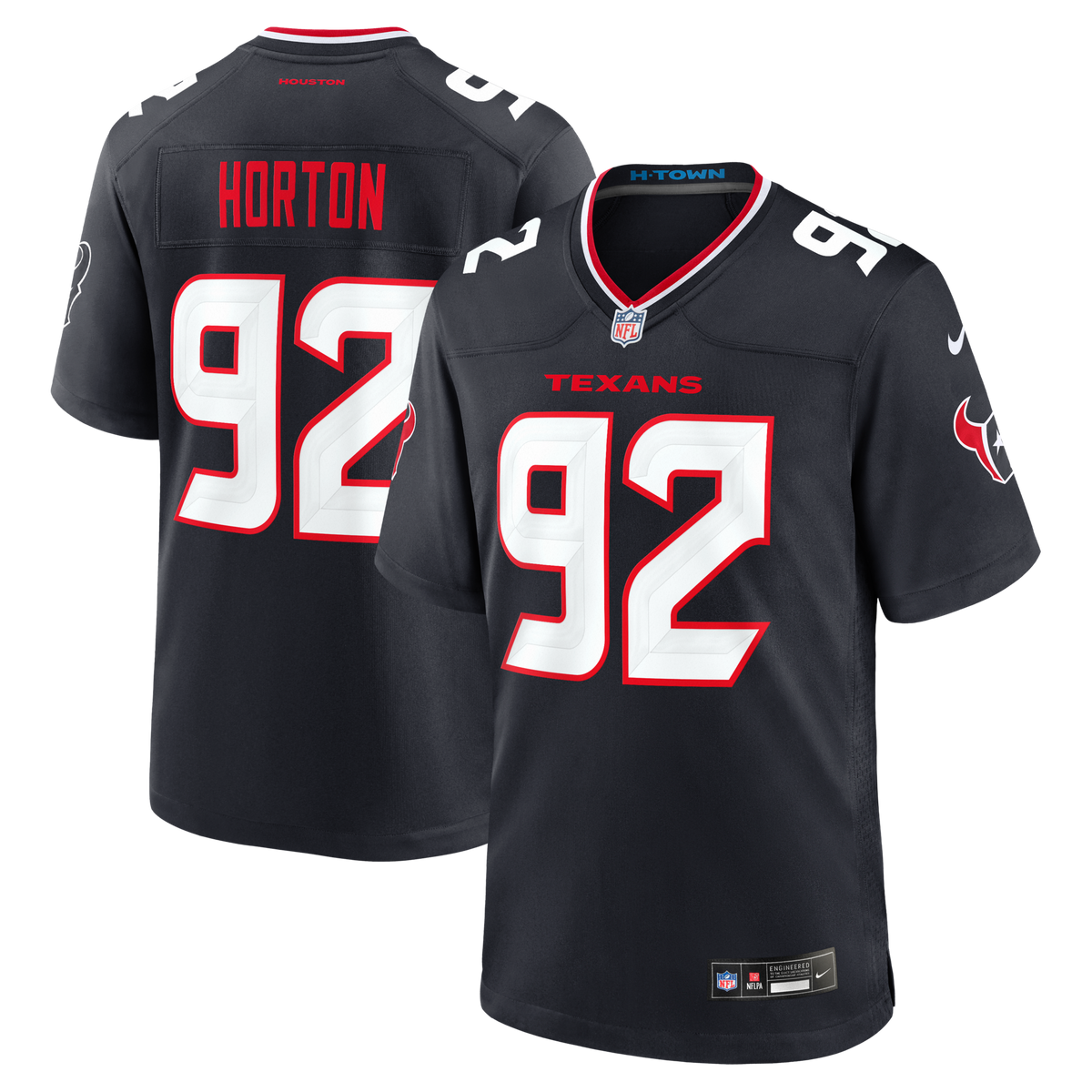 Houston Texans Dylan Horton Navy Team Game Football Jersey