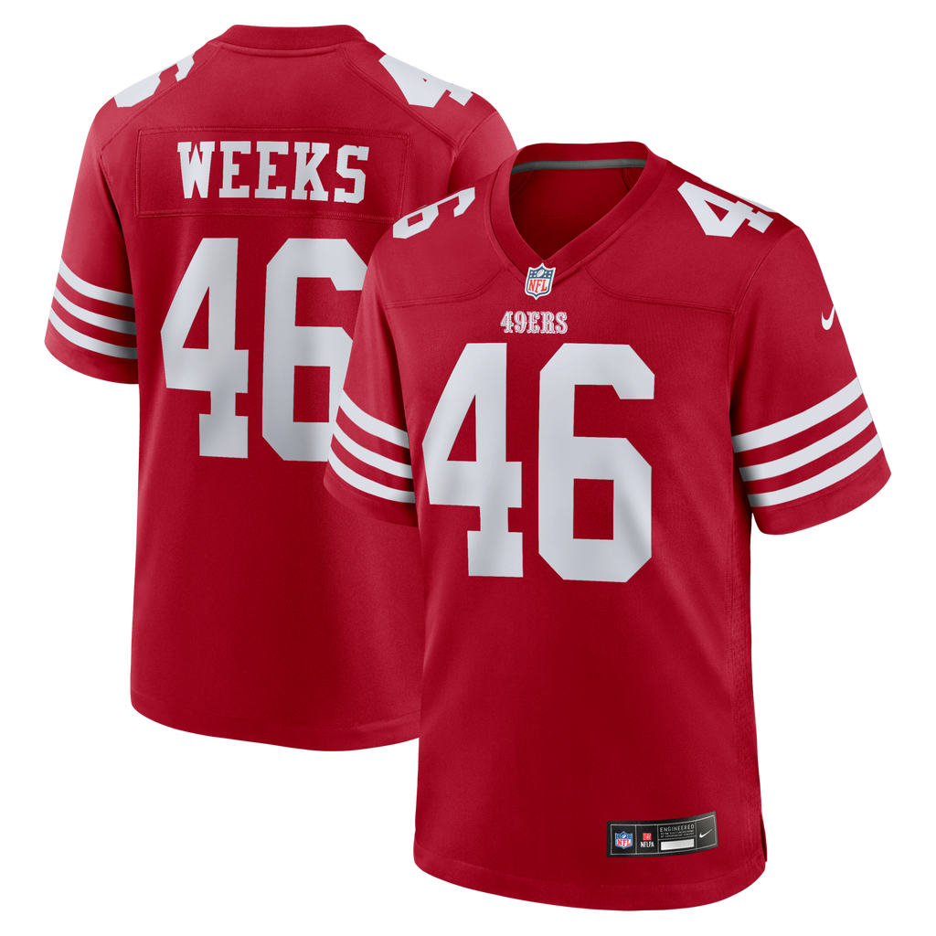San Francisco 49ers Jon Weeks Scarlet Team Game Football Jersey