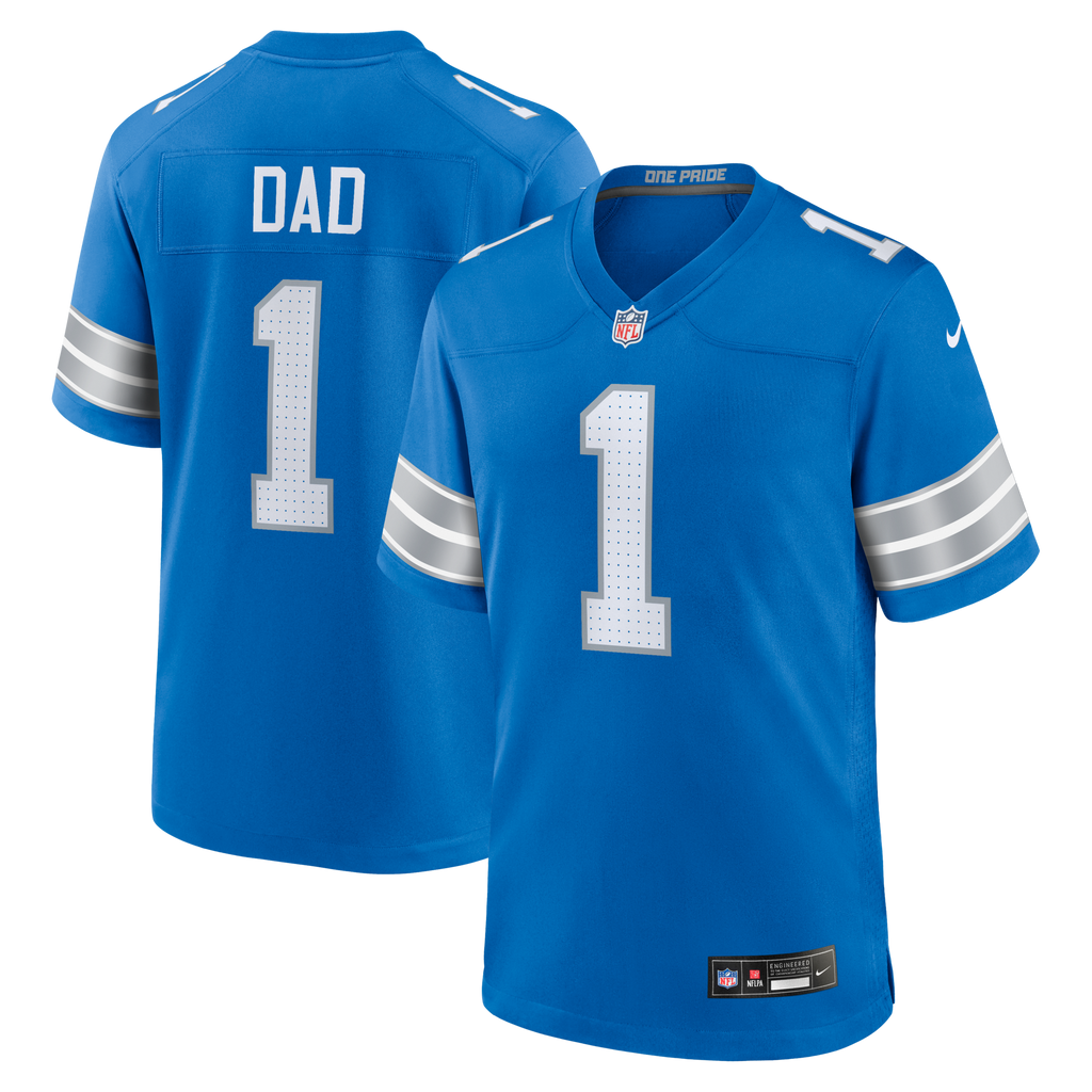Detroit Lions Number 1 Dad Blue Game Football Jersey
