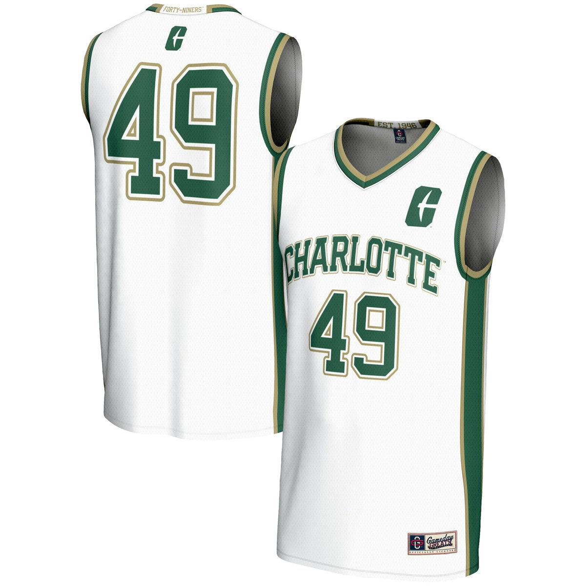 #49 Charlotte 49ers Lightweight Basketball Jersey - White
