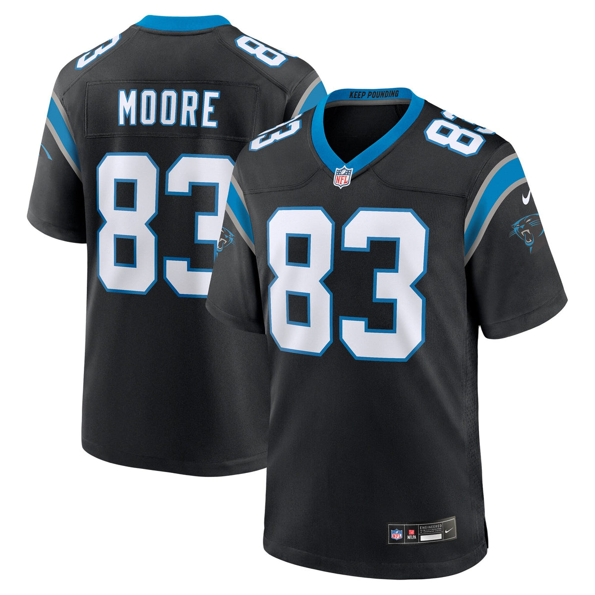 Carolina Panthers David Moore Black Game Football Jersey