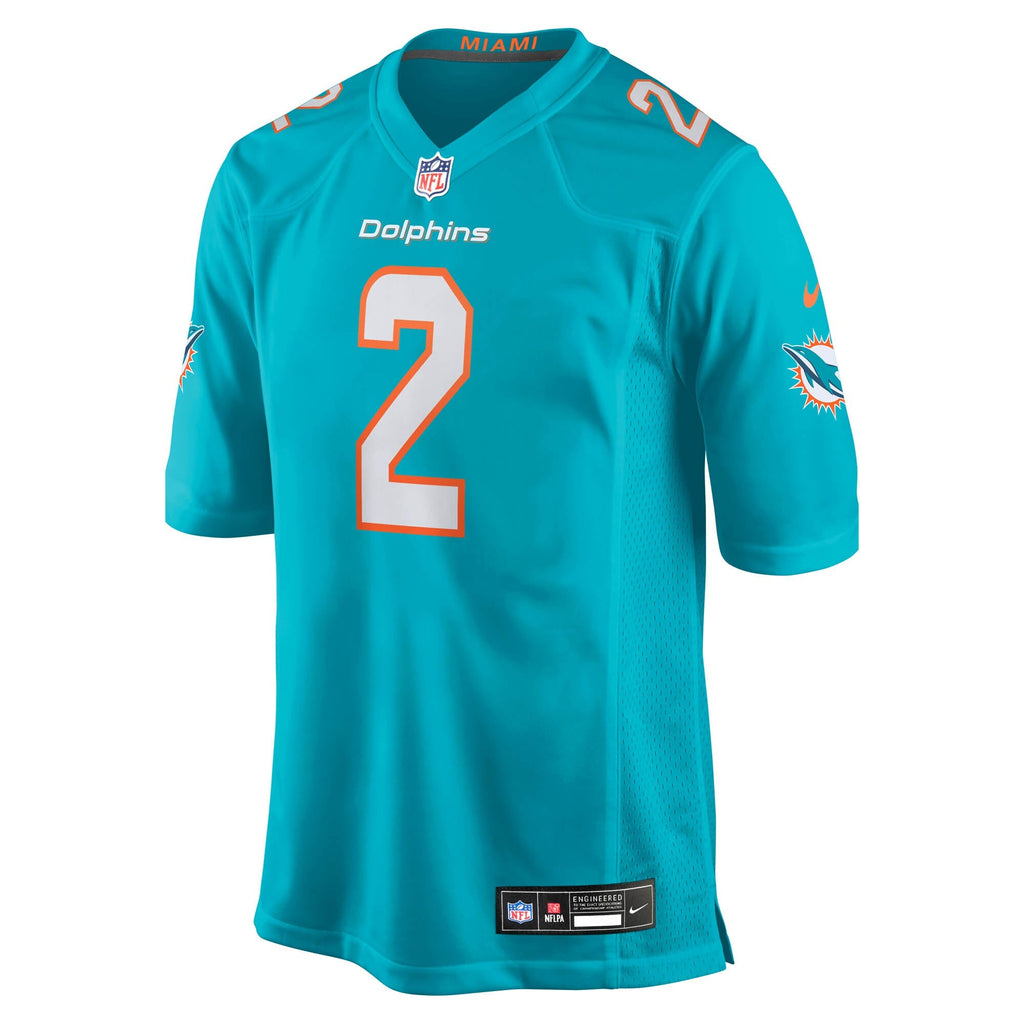 Miami Dolphins Malik Willis Aqua Game Football Jersey