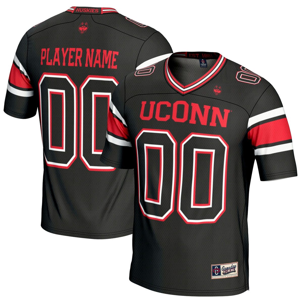 UConn Huskies NIL Pick-A-Player Football Jersey - Black