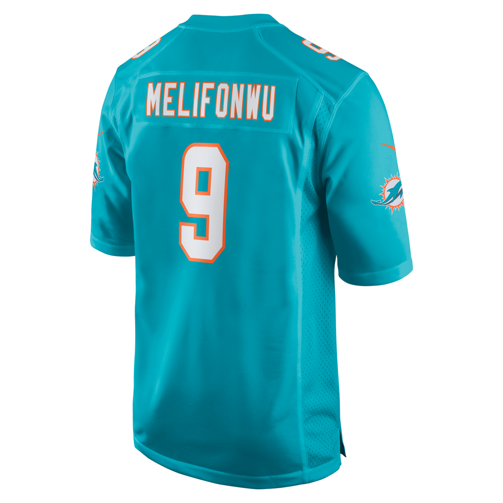 Miami Dolphins Ifeatu Melifonwu Aqua Team Game Football Jersey