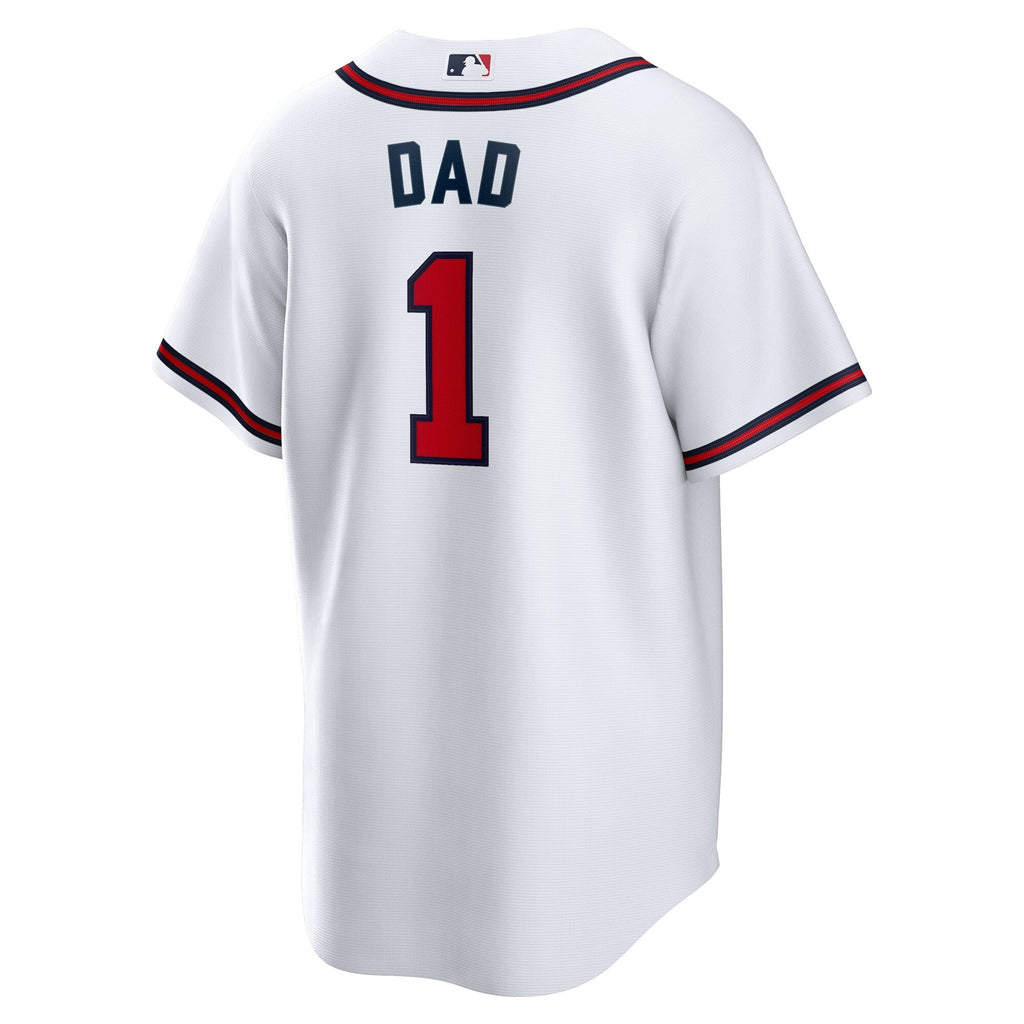 Atlanta Braves White #1 Dad Home Replica Baseball Jersey
