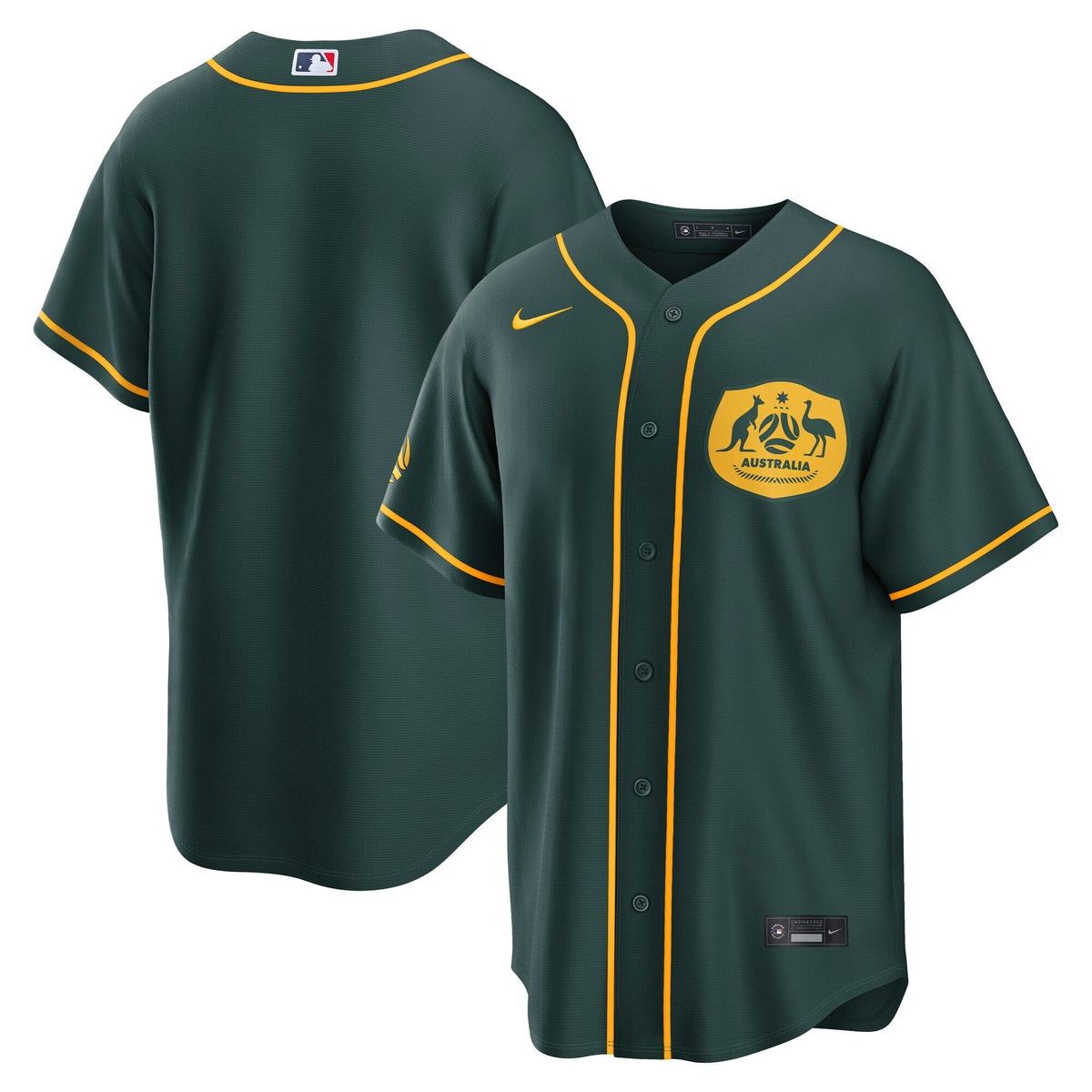 Australia National Team x MLB Green Stadium Replica Baseball Jersey
