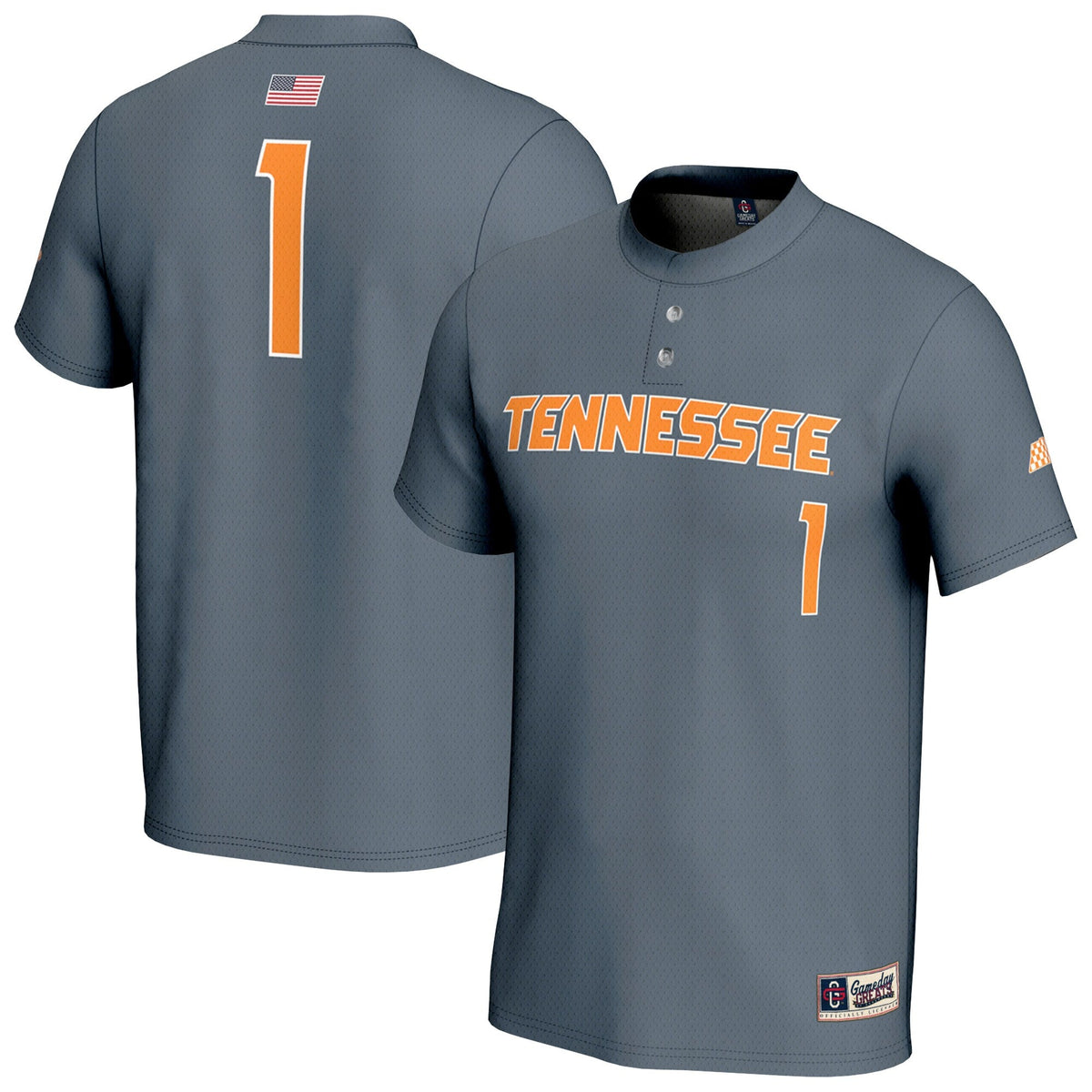 #1 Gray Tennessee Volunteers Lightweight Baseball Fashion Jersey