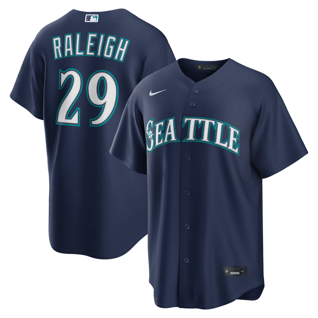 Seattle Mariners Cal Raleigh Navy Road Replica Baseball Jersey