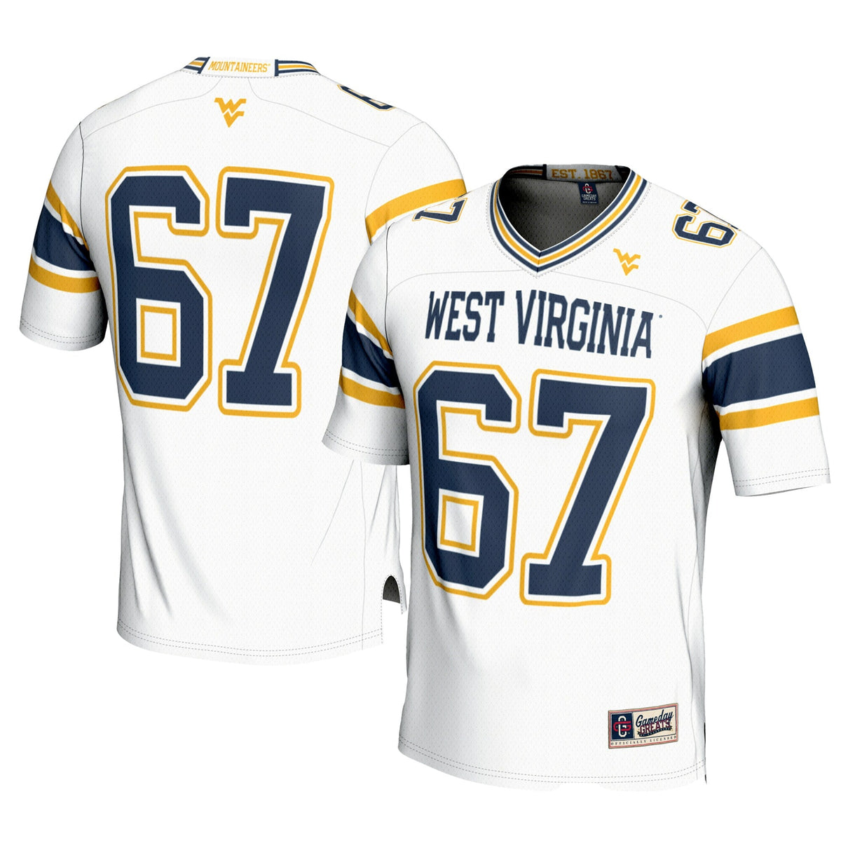 #1 White West Virginia Mountaineers Football Jersey